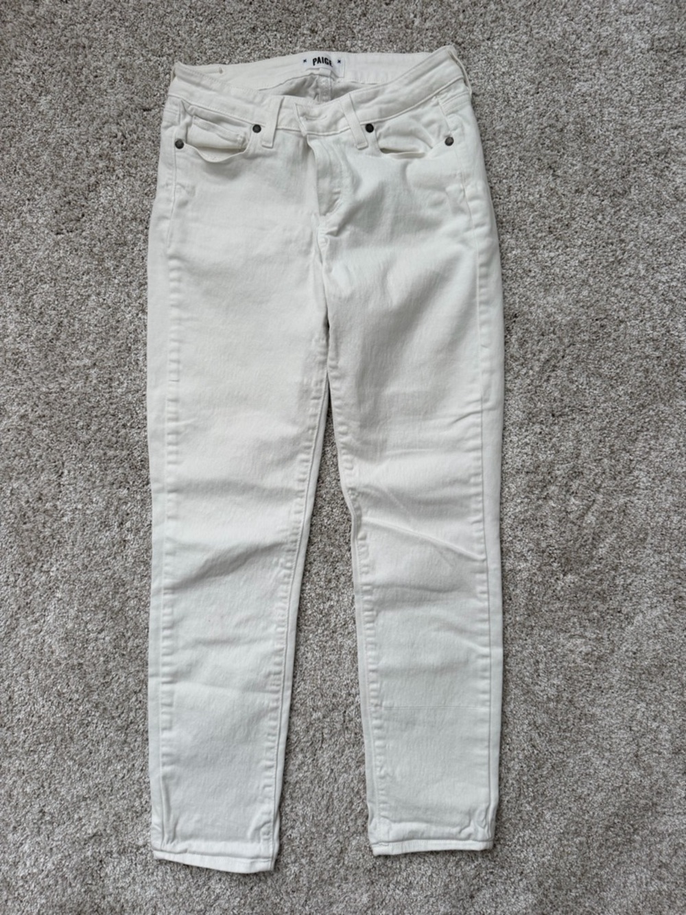 Paige White Mid-Rise Slim Jeans